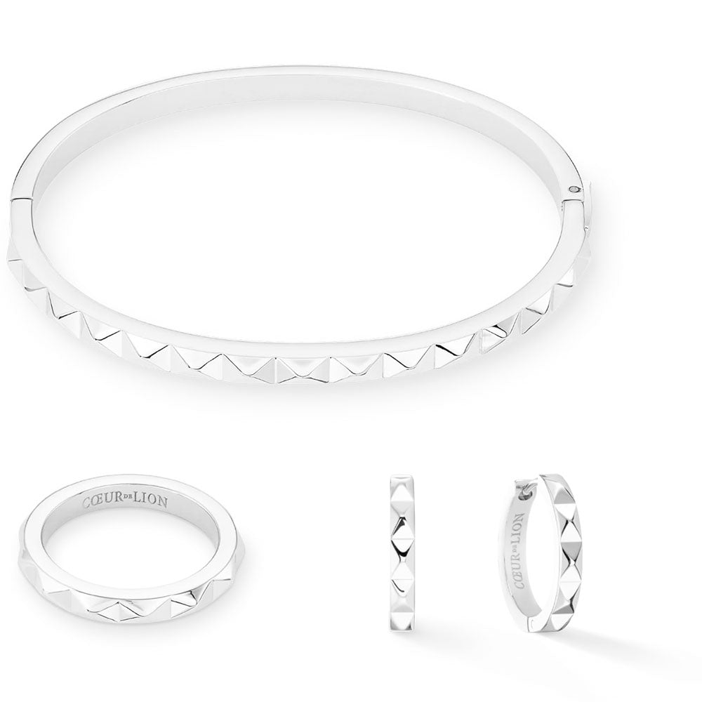 Coeur De Lion Armreif Edelstahl Spikes Silber