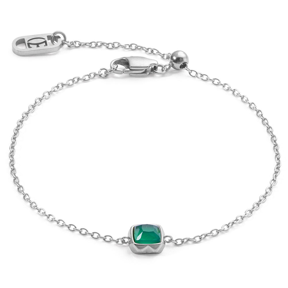 Coeur De Lion Armband Birthstone Mai Grüner Achat Silber