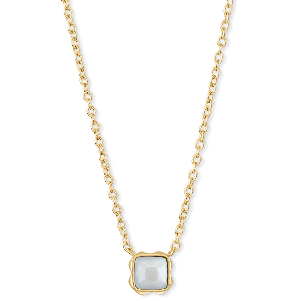 Coeur De Lion Halskette Birthstone April Weißer Quarz Gold