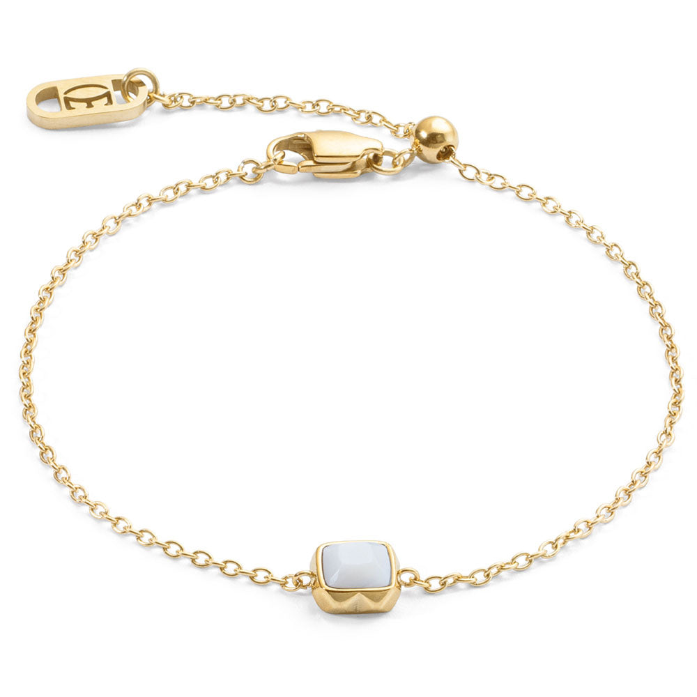 Coeur De Lion Armband Birthstone April Weißer Quarz Gold