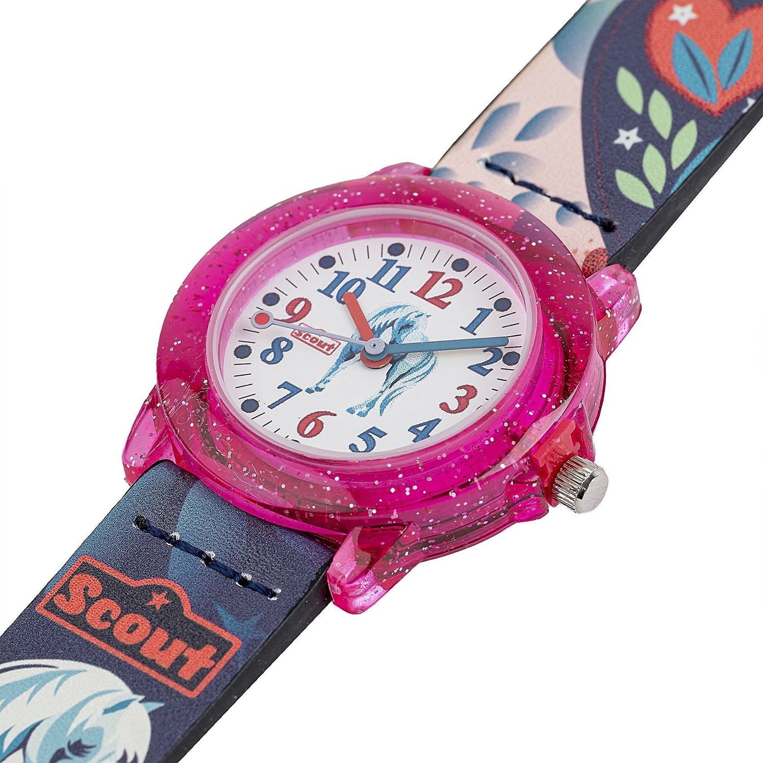 Scout Kinderuhr Crystal mit Pferde-, Blumen- & Herzmotiven
