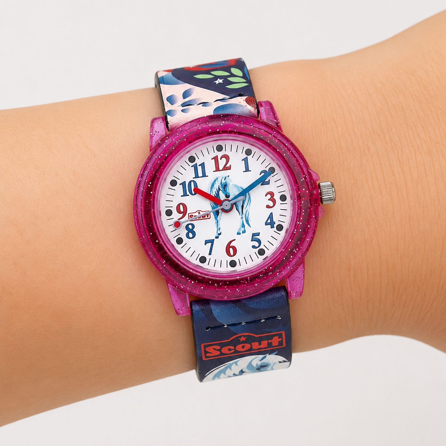 Scout Kinderuhr Crystal mit Pferde-, Blumen- & Herzmotiven