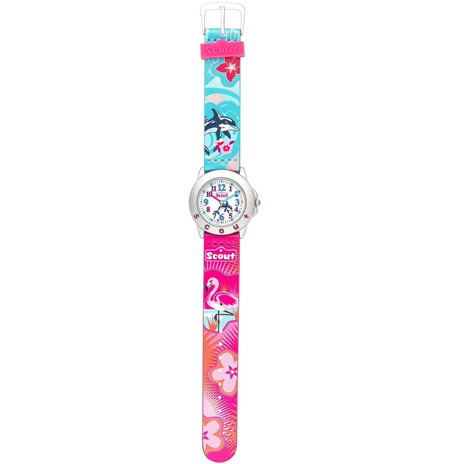 Scout Kinderuhr Star Kids Blumen, Wal & Flamingo-Motiven