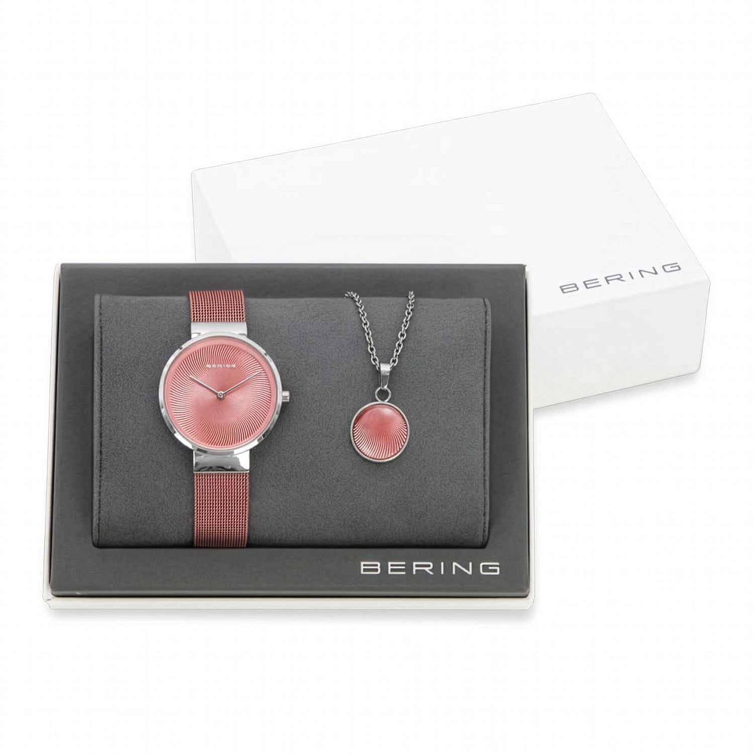 BERING Set Pink Shimmer Damenuhr & Halskette