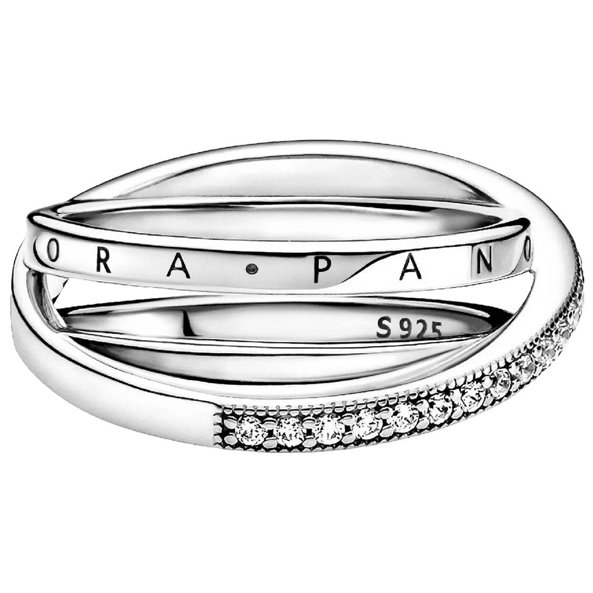 Pandora Dreifach gekreuzter Pavé-Ring