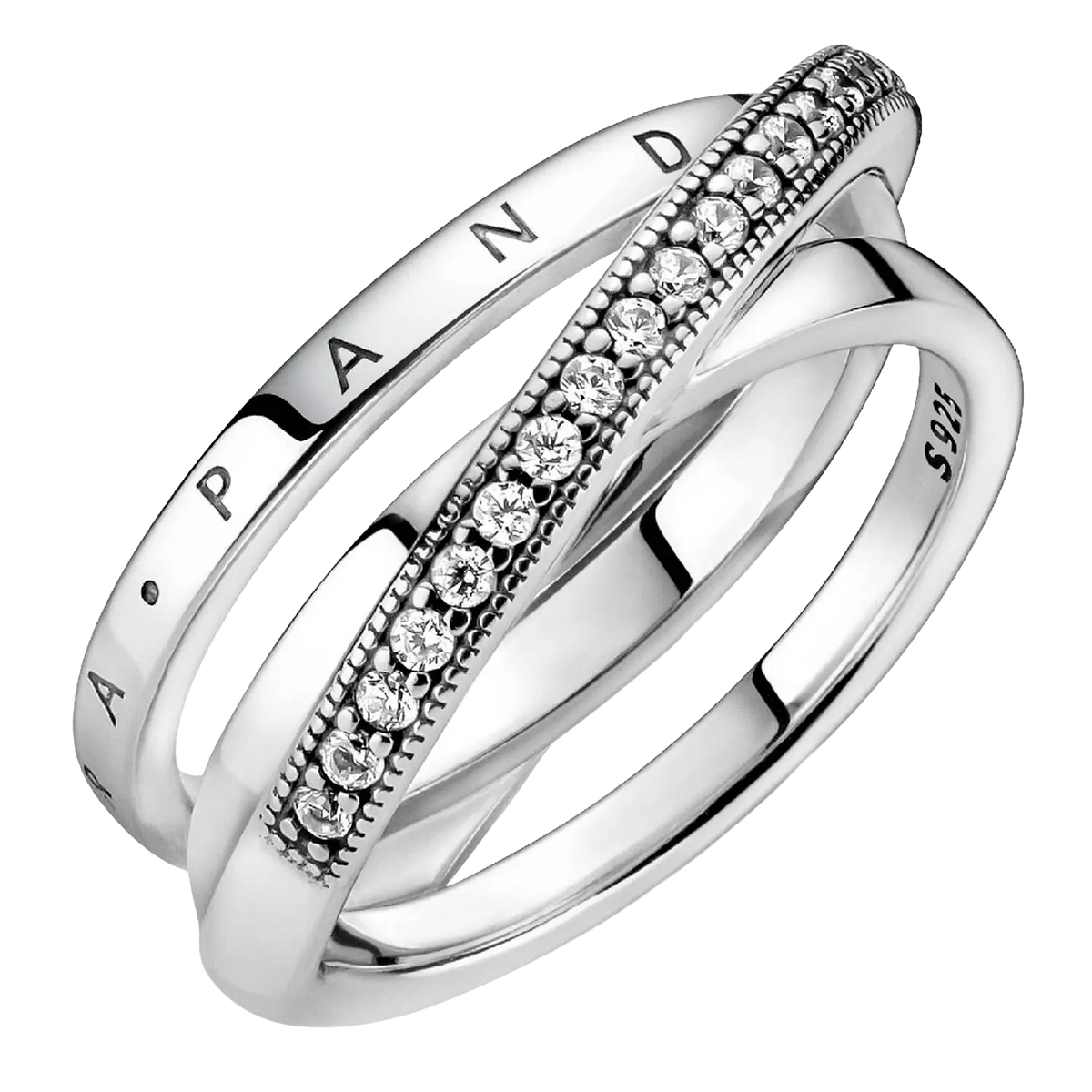 Pandora Dreifach gekreuzter Pavé-Ring