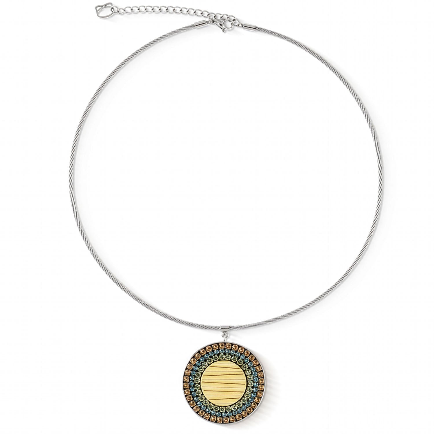 Coeur De Lion Halskette Amulett Glam Waves Silber-Multicolor Pastell