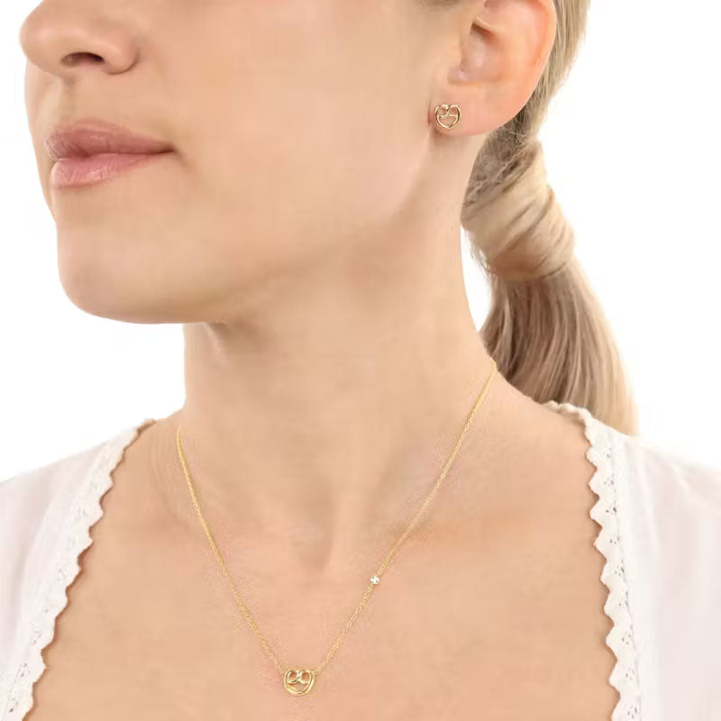 Amor Damen Set- mit Halskette und Ohrringe Brezel