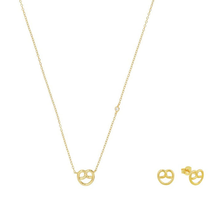 Amor Damen Set- mit Halskette und Ohrringe Brezel