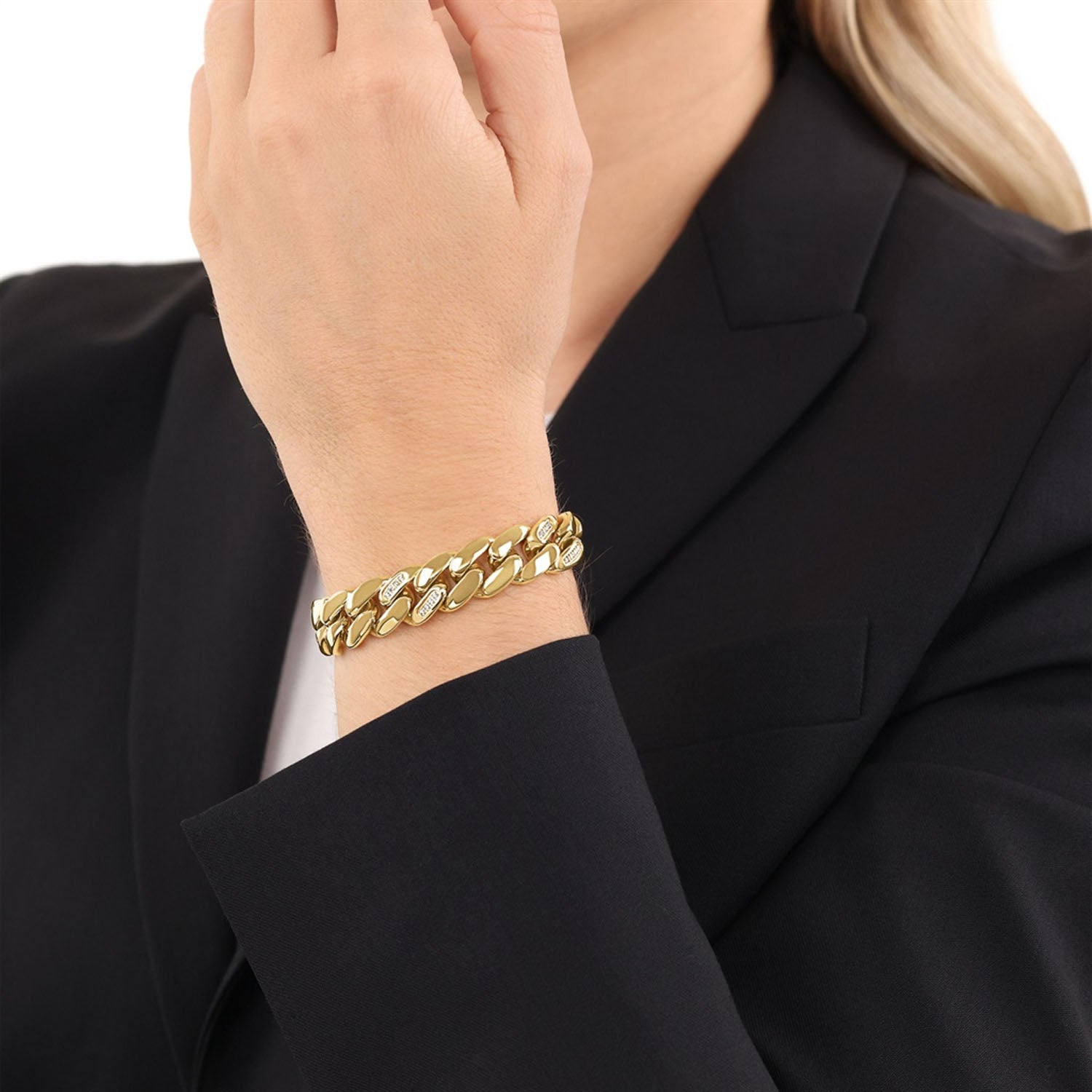 JOOP! Damen Panzer-Armband Edelstahl vergoldet