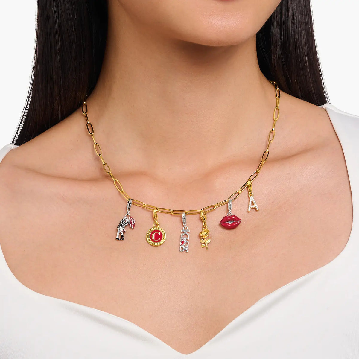 Thomas Sabo Charm-Anhänger Rose vergoldet - Original