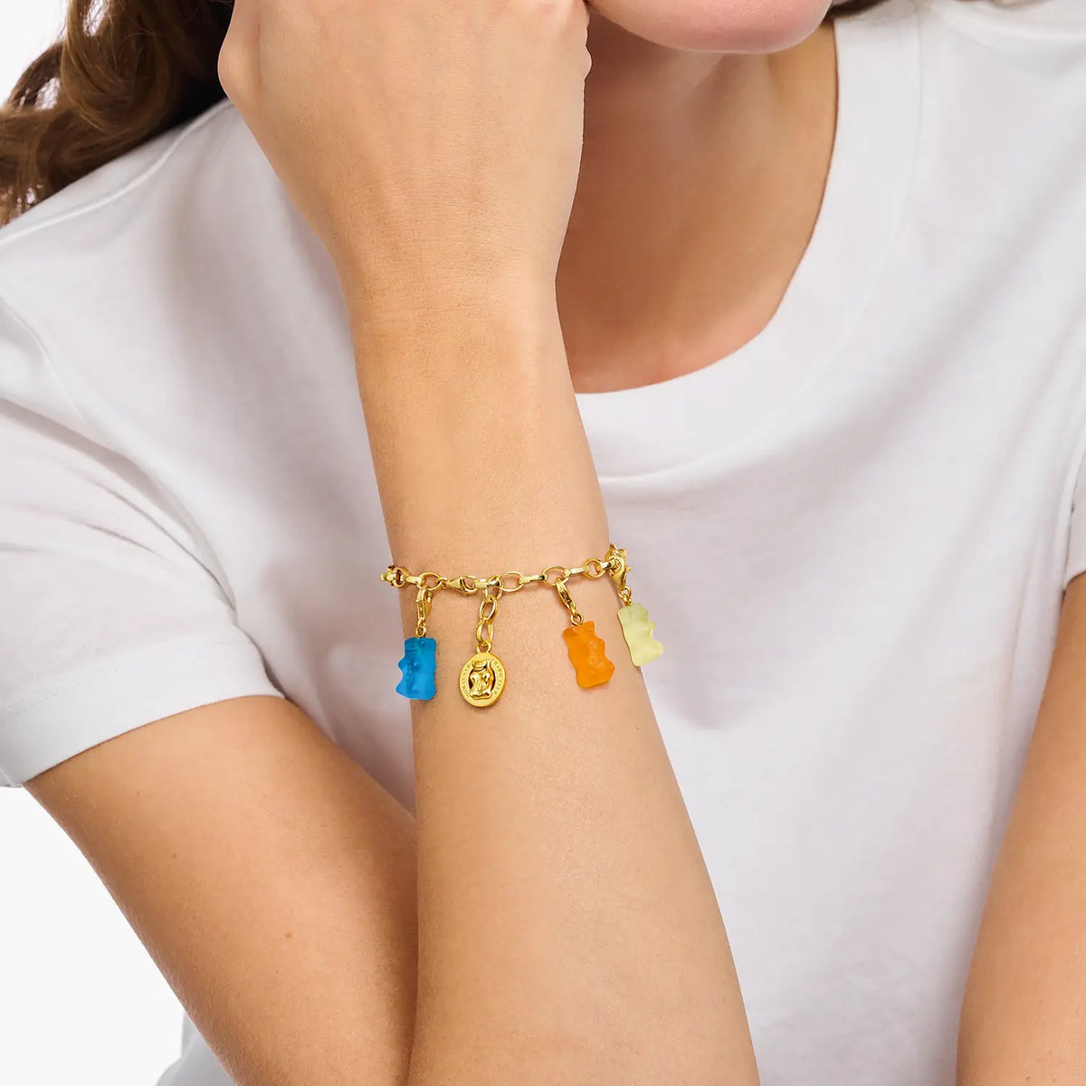 Thomas Sabo Charm-Goldbären-Anhänger in Orange Silber - Original