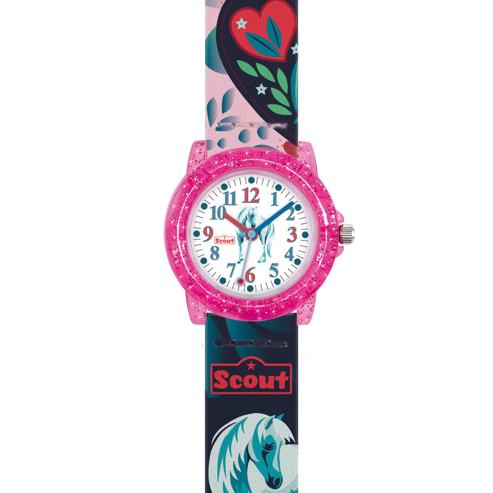 Scout Kinderuhr Crystal Pferd, Blumen, Herz