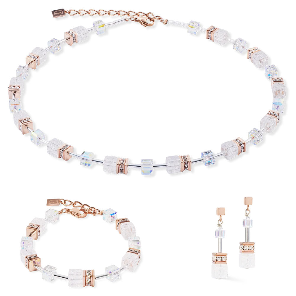 GeoCUBE® Iconic Nature Armband Roségold-Weiß