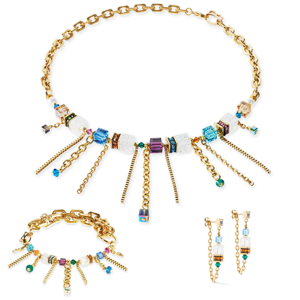 Halskette Sunray Cube Couture Gold-Multicolor