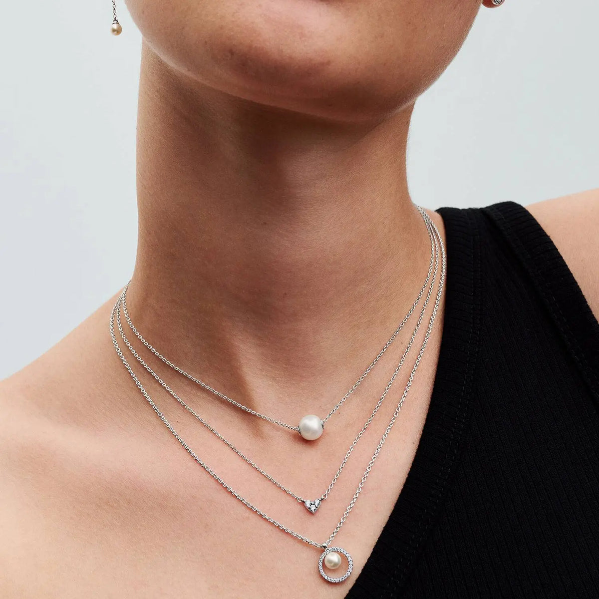 Pandora Behandelte Süßwasserzuchtperle & Pavé Collier-Halskette