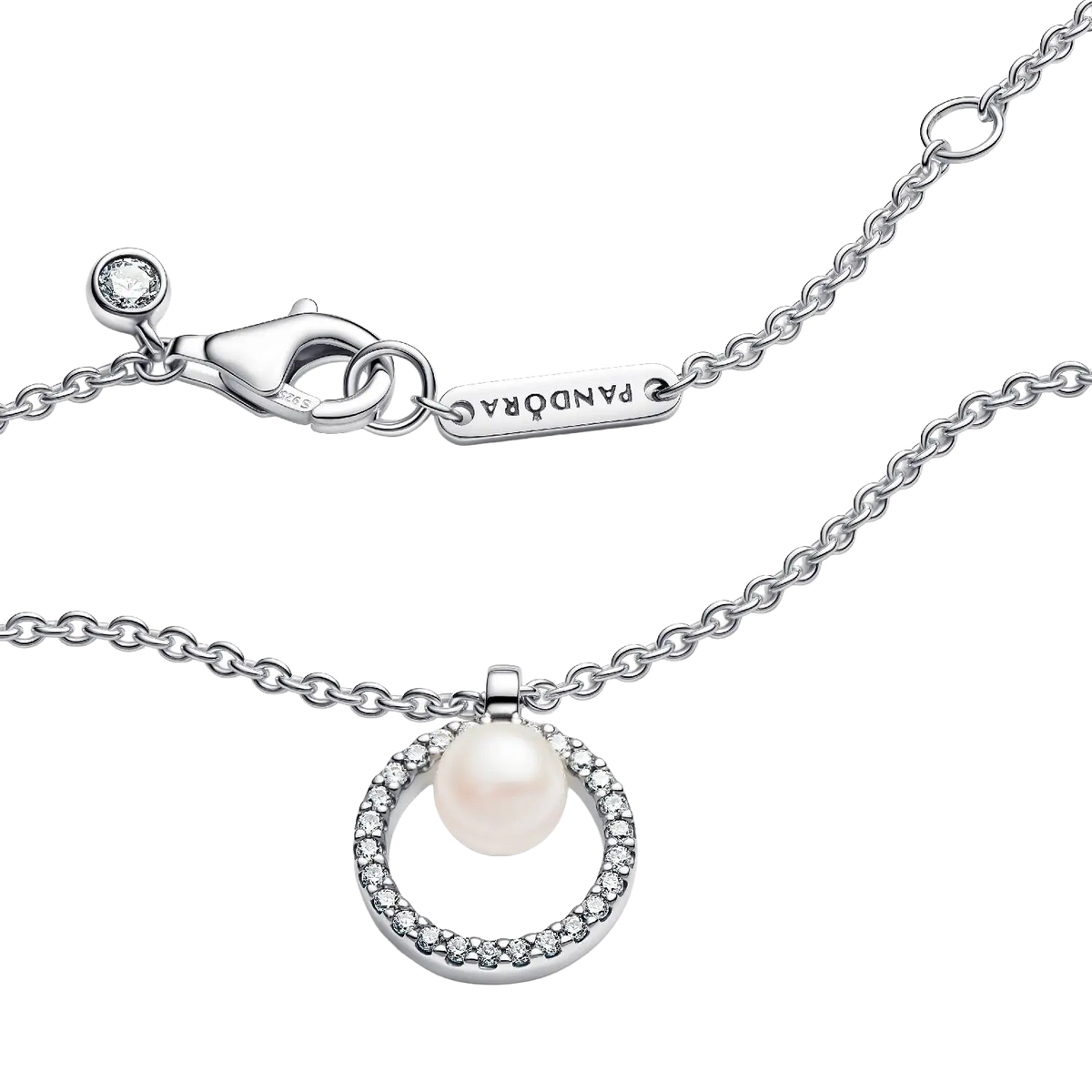 Pandora Behandelte Süßwasserzuchtperle & Pavé Collier-Halskette