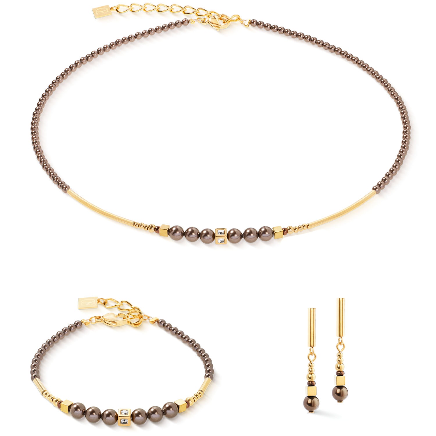 Coeur De Lion Halskette Shimmering Princess Pearls Gold-Braun