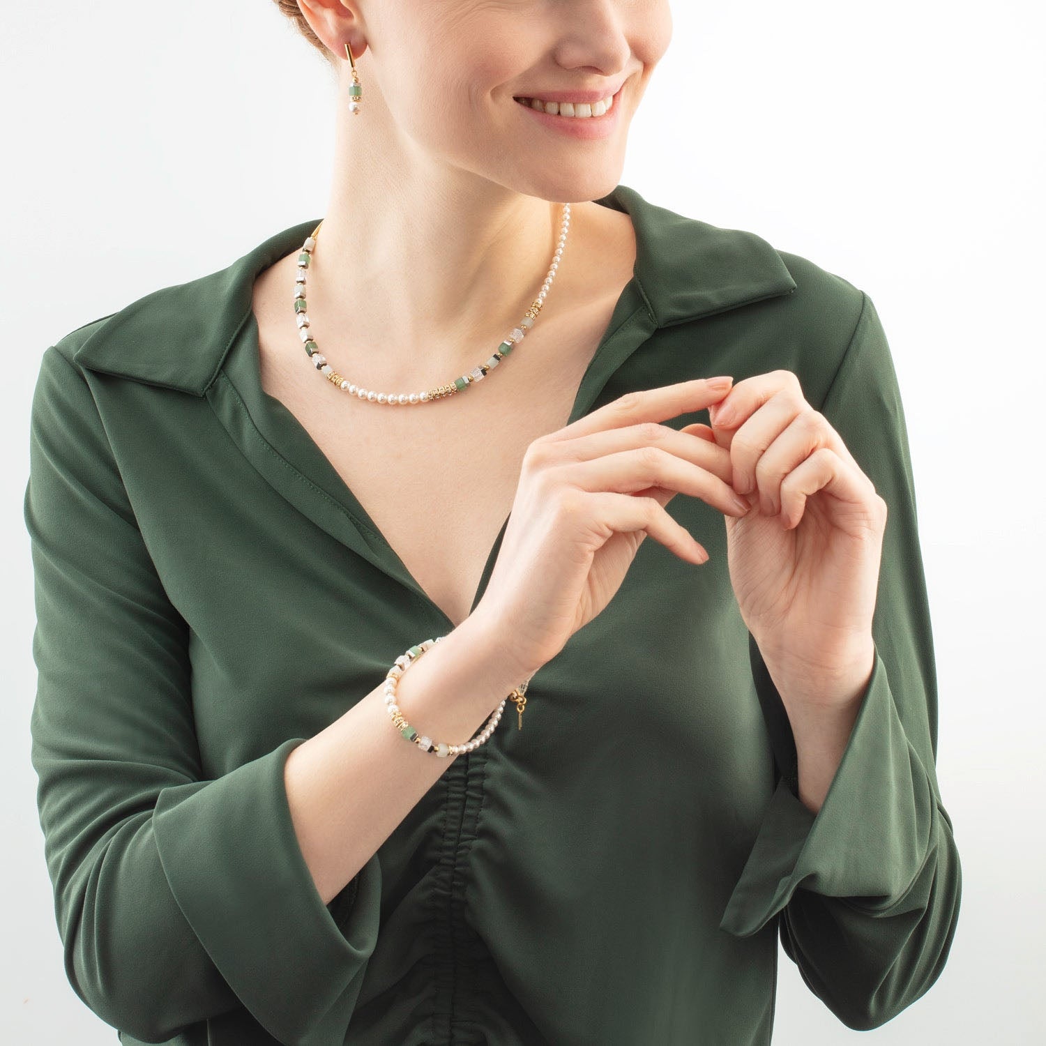 Coeur De Lion Precious Fusion Offset Armband Gold-Grün