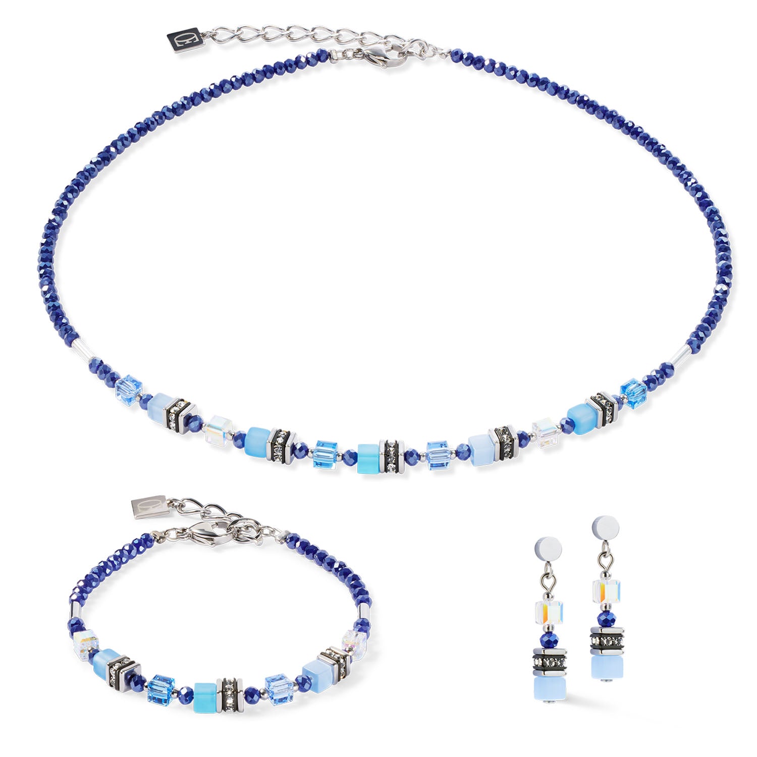 Coeur De Lion Halskette Mini Cubes Blau