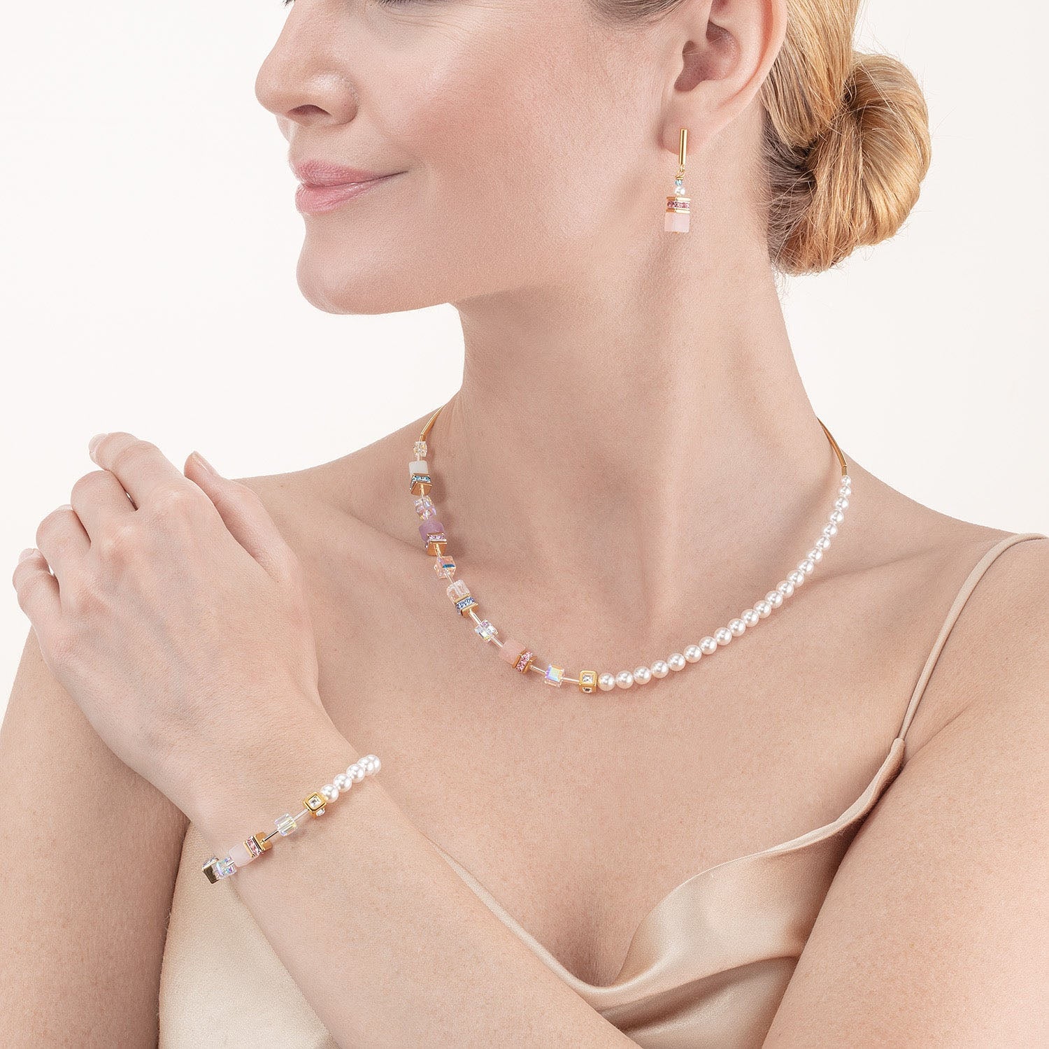 GeoCUBE® Precious Fusion Pearls Ohrringe Multicolor Pastell