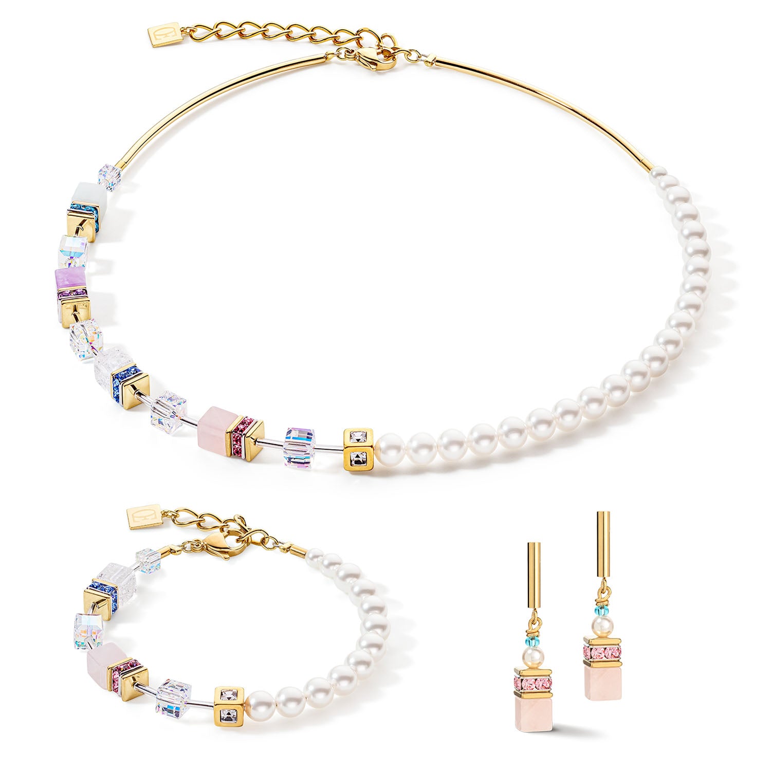 GeoCUBE® Precious Fusion Pearls Armband Multicolor Pastell