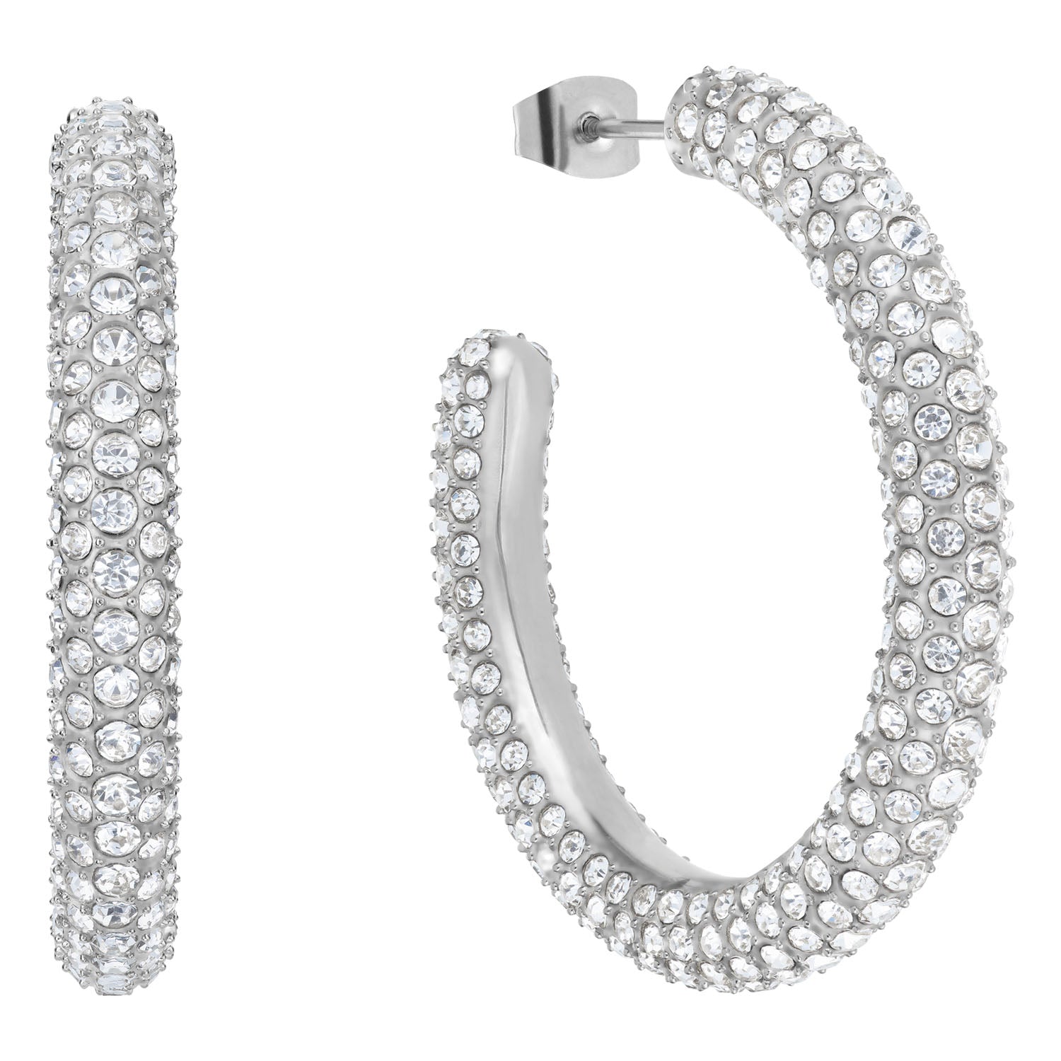 BERING Creolen Arctic Pavé Silber Glänzend