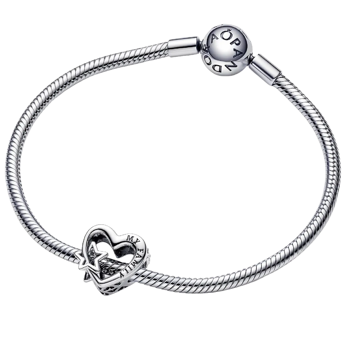 Pandora Moments Offen gearbeitetes Familie Herz & Stern Charm
