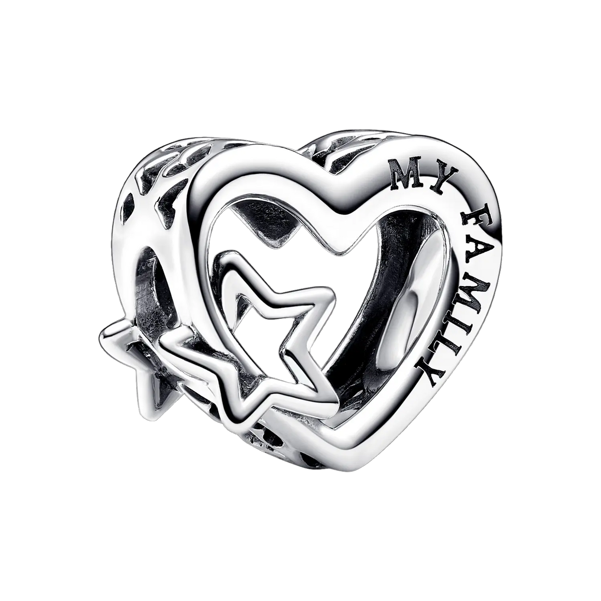 Pandora Moments Offen gearbeitetes Familie Herz & Stern Charm