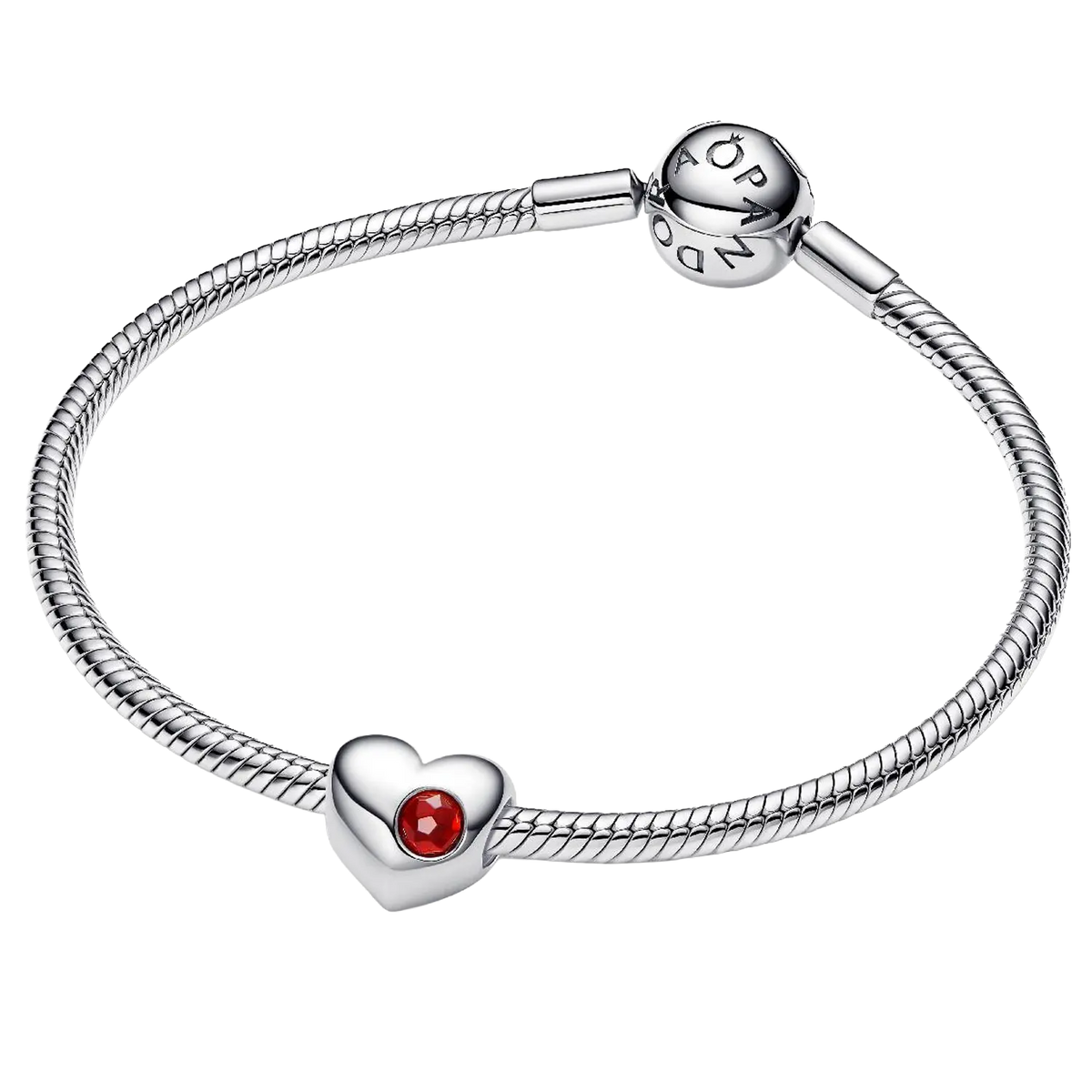 Pandora Moments Gravierbares Herz-Charm Roter Stein