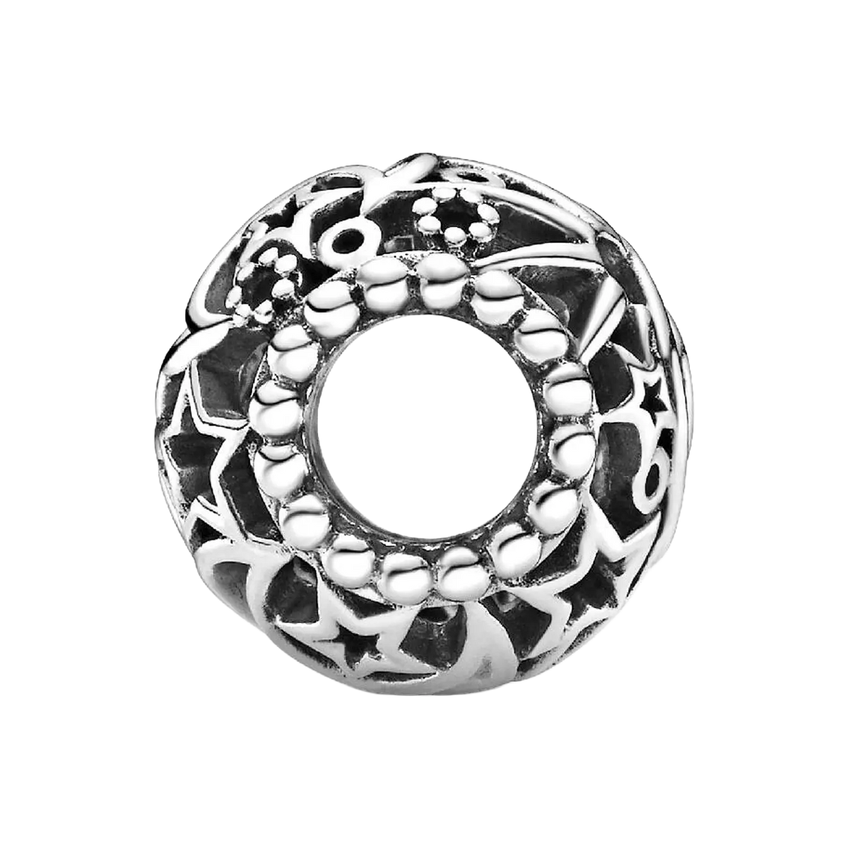 Pandora Moments Offen gearbeitetes Sonne, Mond & Sterne Charm