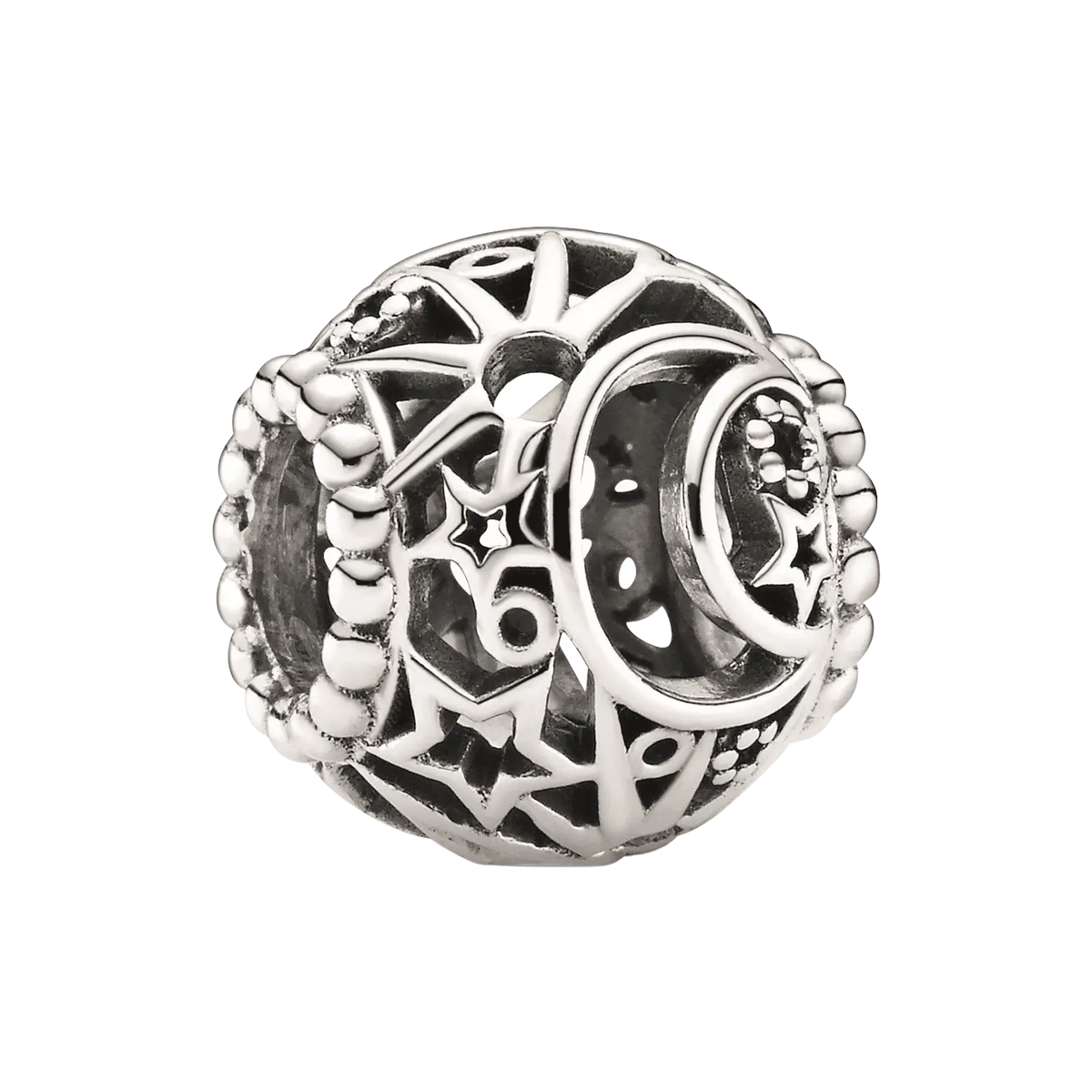 Pandora Moments Offen gearbeitetes Sonne, Mond & Sterne Charm