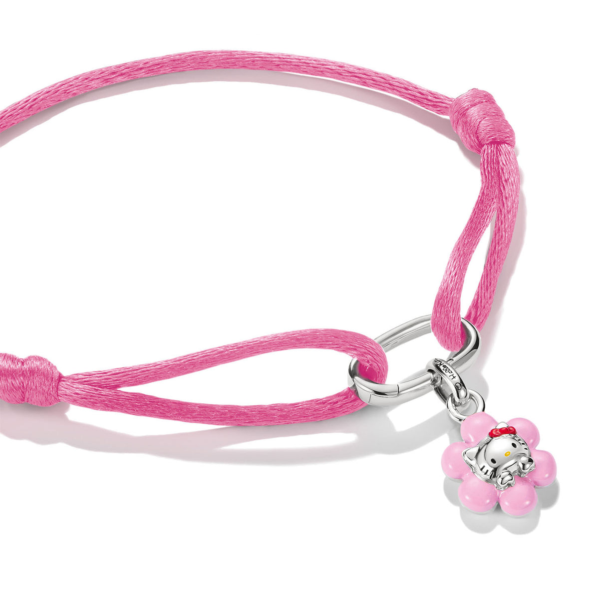 Thomas Sabo Textilarmband Pink mit Hello Kitty Charm Blume – Connect