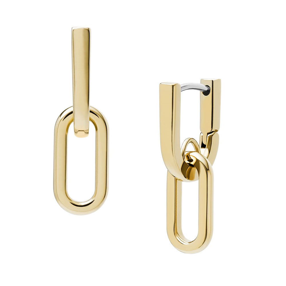 Fossil Ohrringe Heritage D-Link Edelstahl Gold
