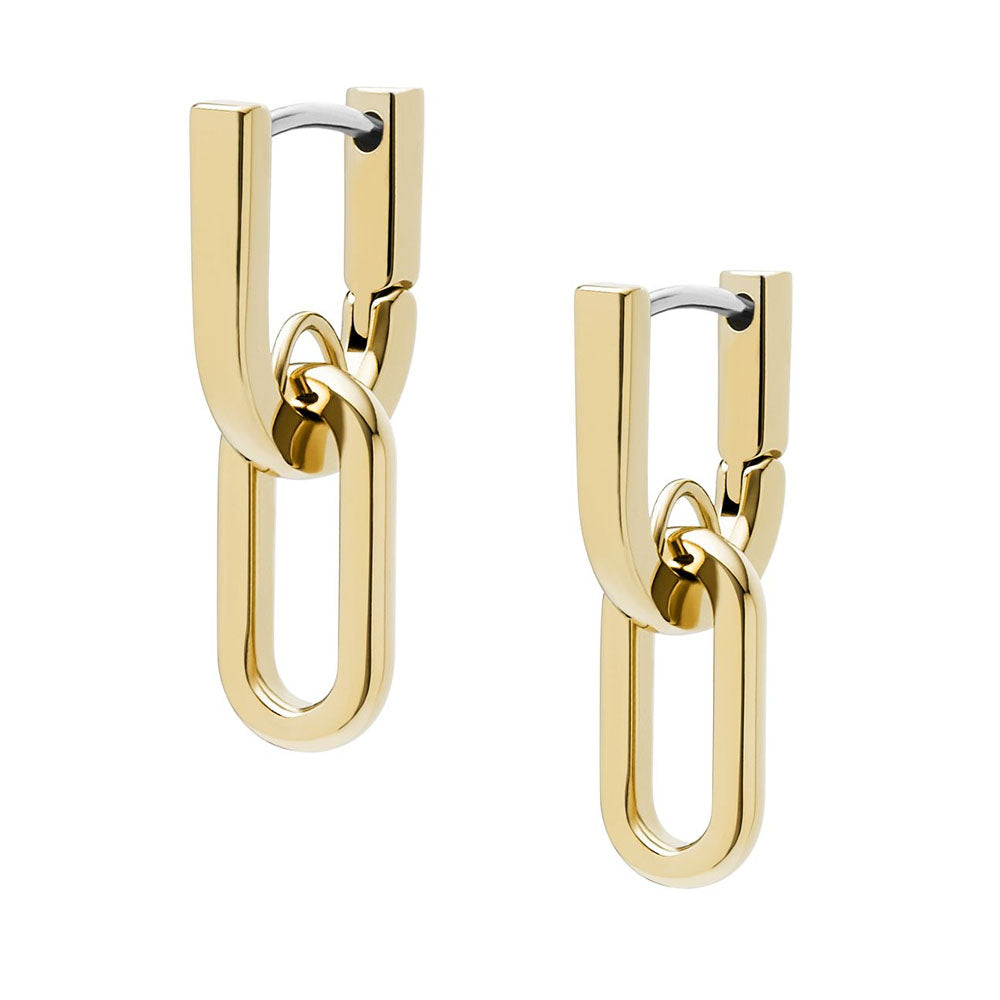 Fossil Ohrringe Heritage D-Link Edelstahl Gold