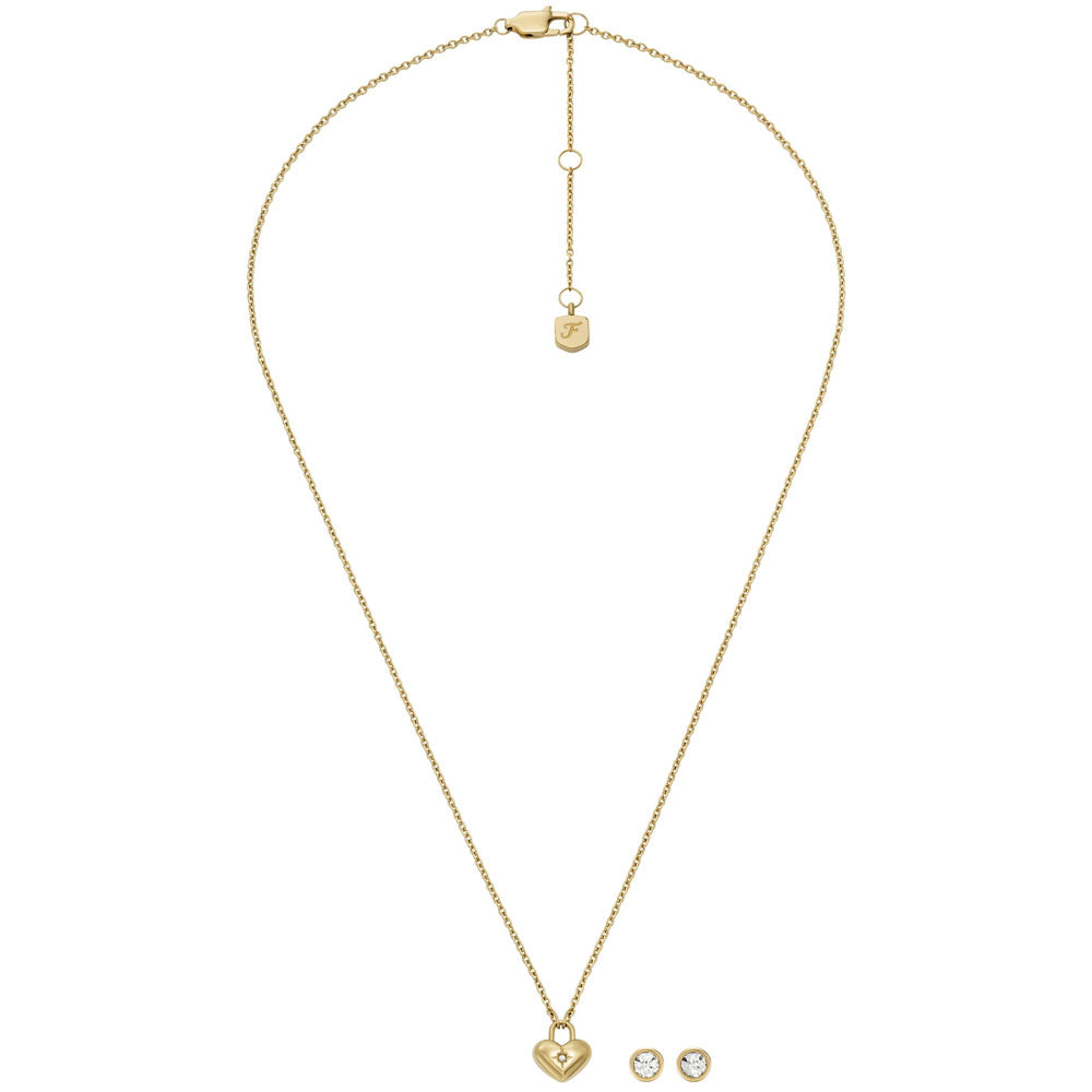 Fossil Geschenkset Kette Heart & Ohrringe