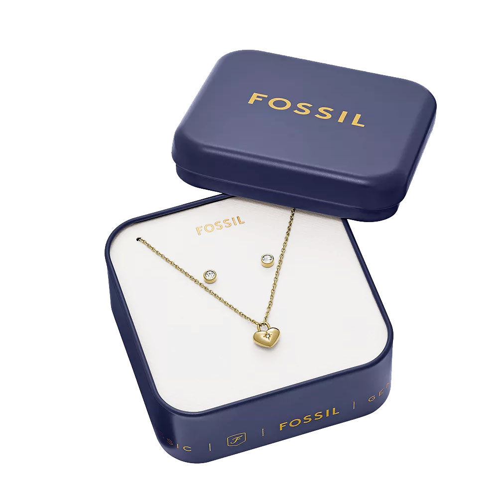 Fossil Geschenkset Kette Heart & Ohrringe