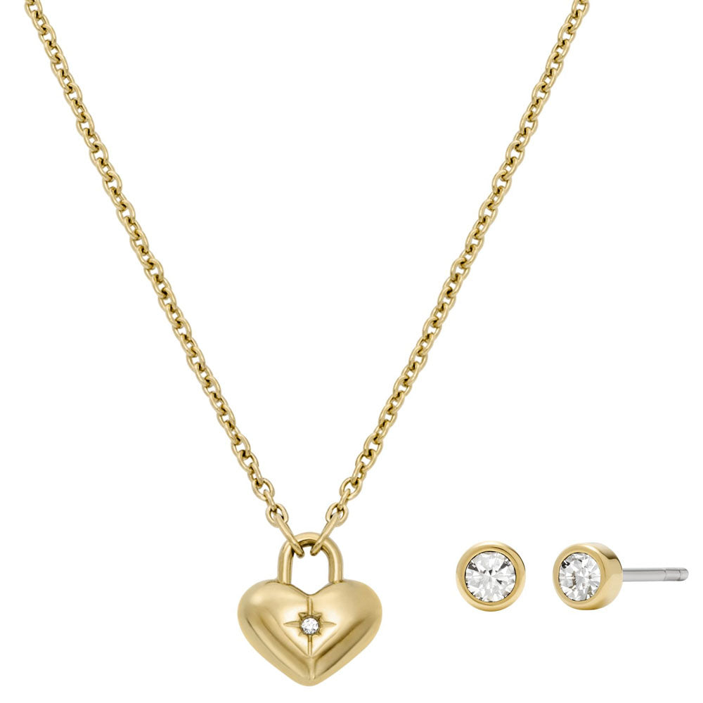 Fossil Geschenkset Kette Heart & Ohrringe