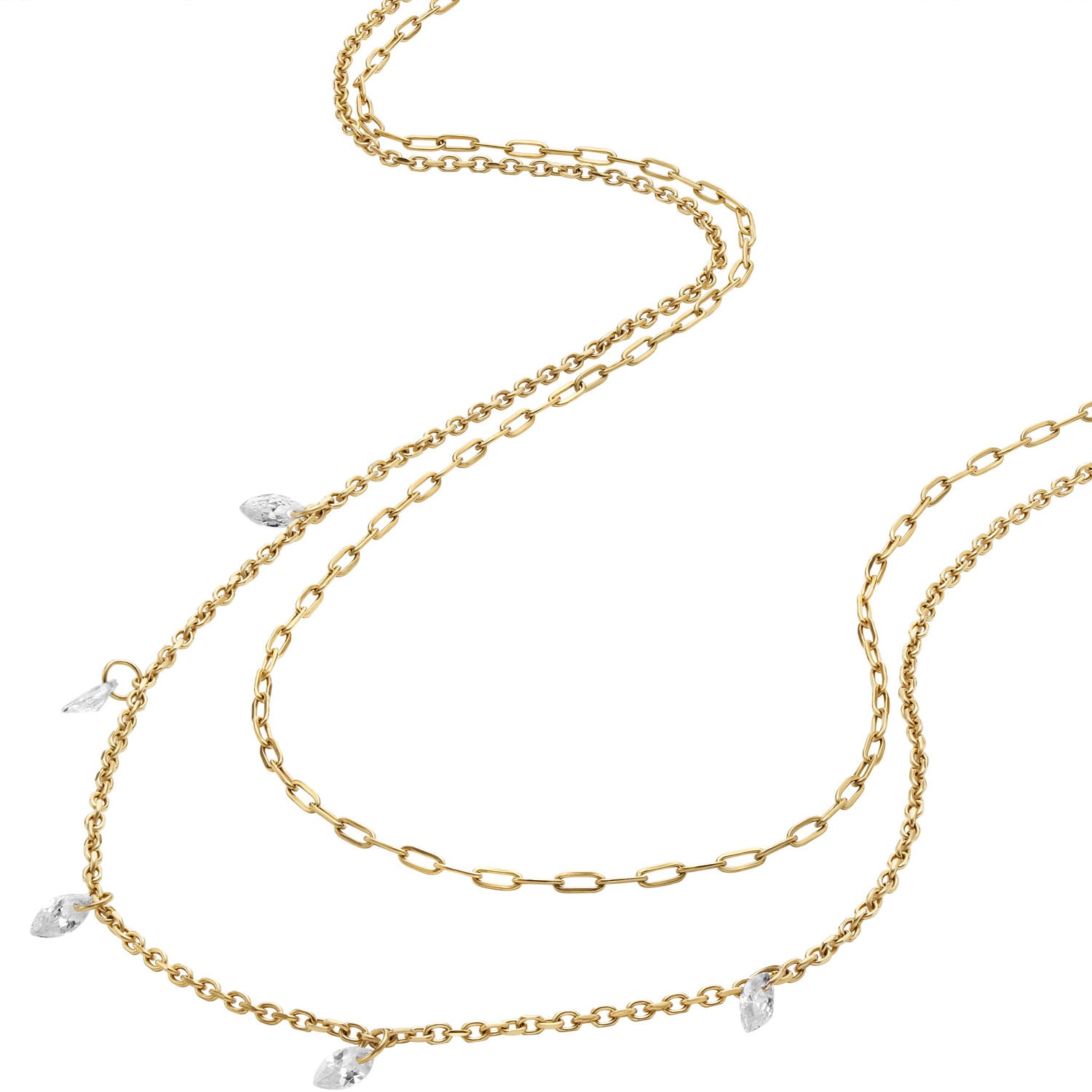 Fossil mehrreihige Damen Halskette Ellis Shaky Glitz