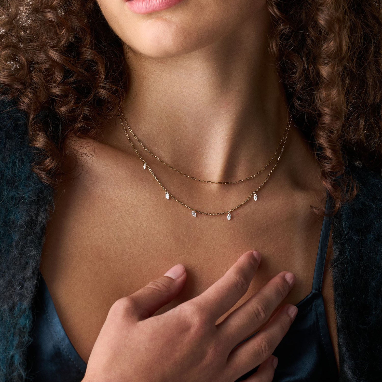 Fossil mehrreihige Damen Halskette Ellis Shaky Glitz