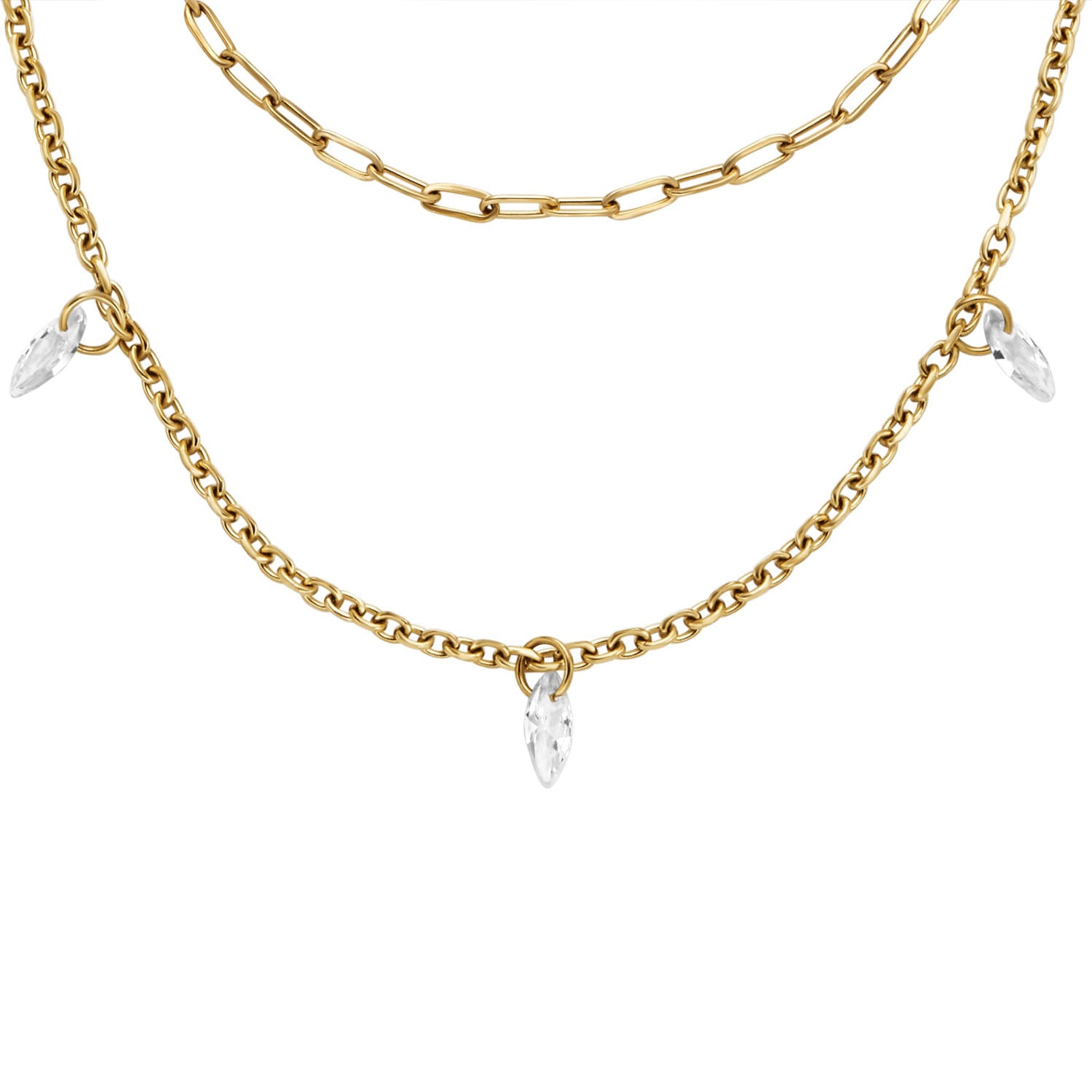 Fossil mehrreihige Damen Halskette Ellis Shaky Glitz