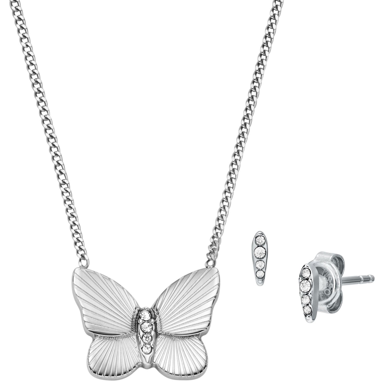 Fossil Geschenkset Sutton Butterfly Halskette & Ohrringe