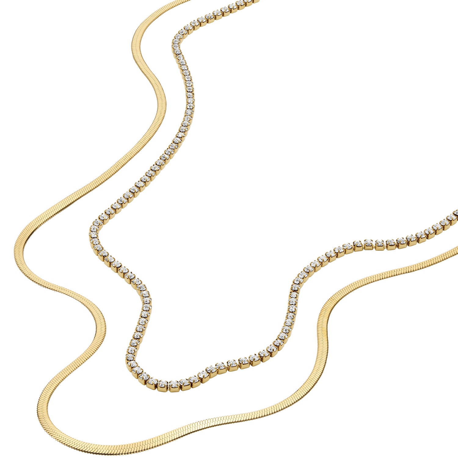 Fossil mehrreihige Damen Halskette Ellis Pave Glitz