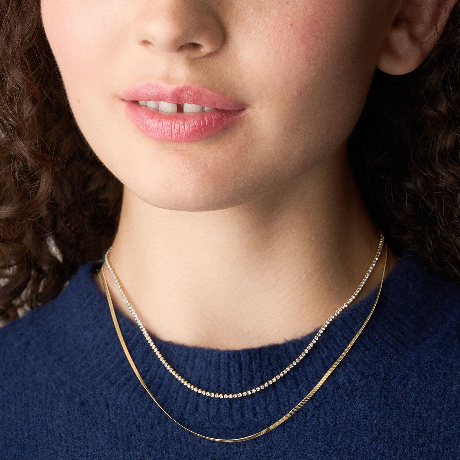 Fossil mehrreihige Damen Halskette Ellis Pave Glitz