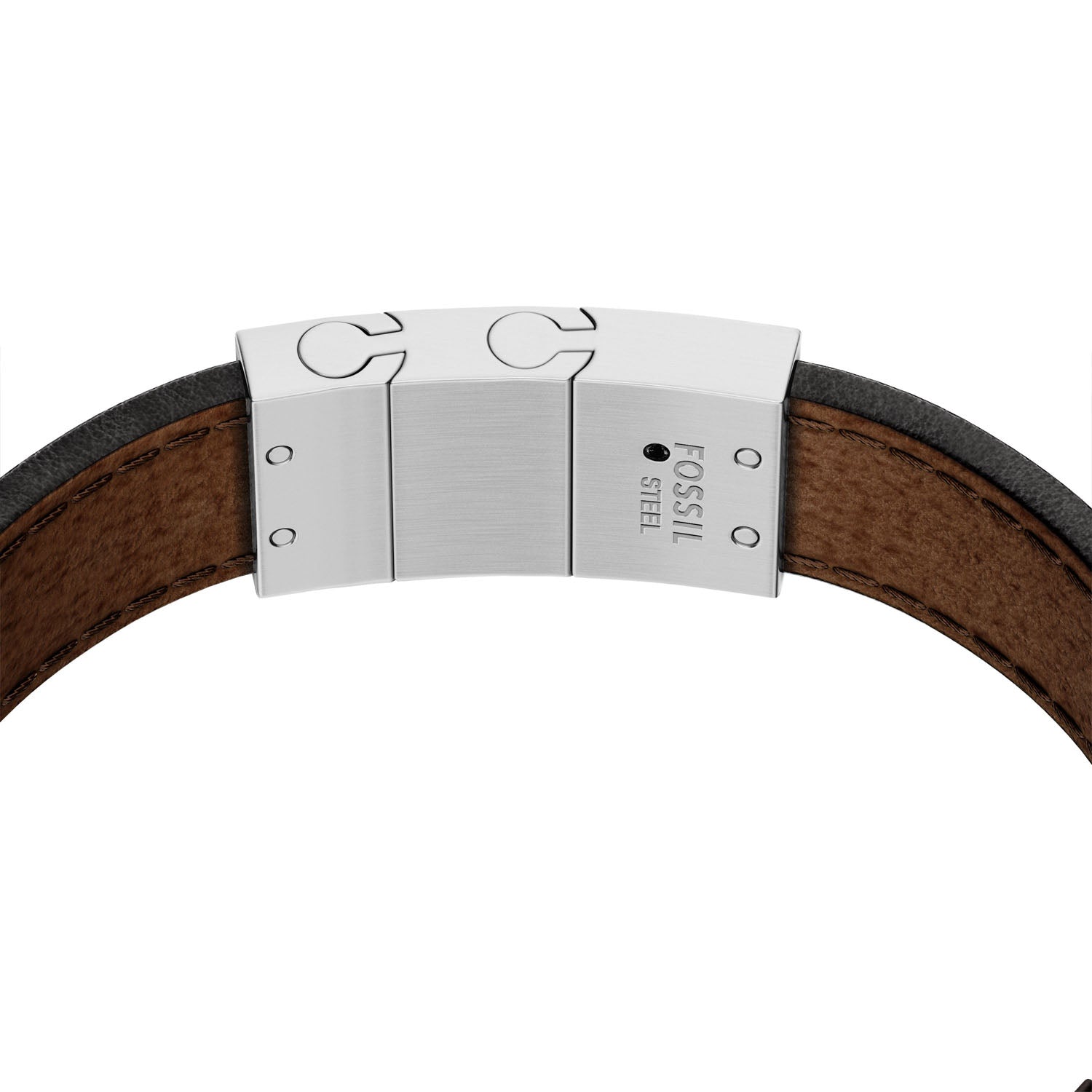 Fossil Topstitch Herren Armband aus Leder & Edelstahl