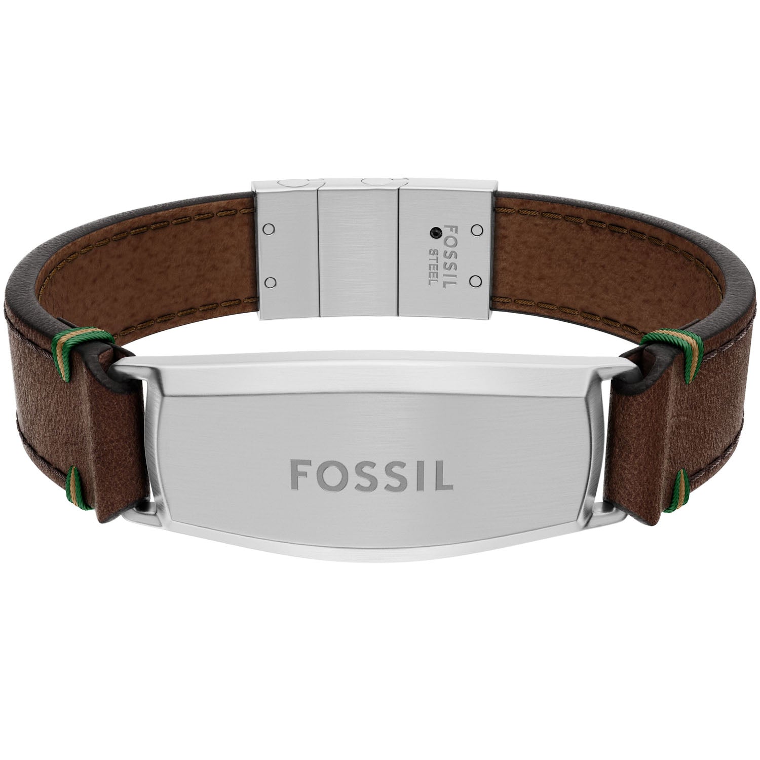 Fossil Topstitch Herren Armband aus Leder & Edelstahl