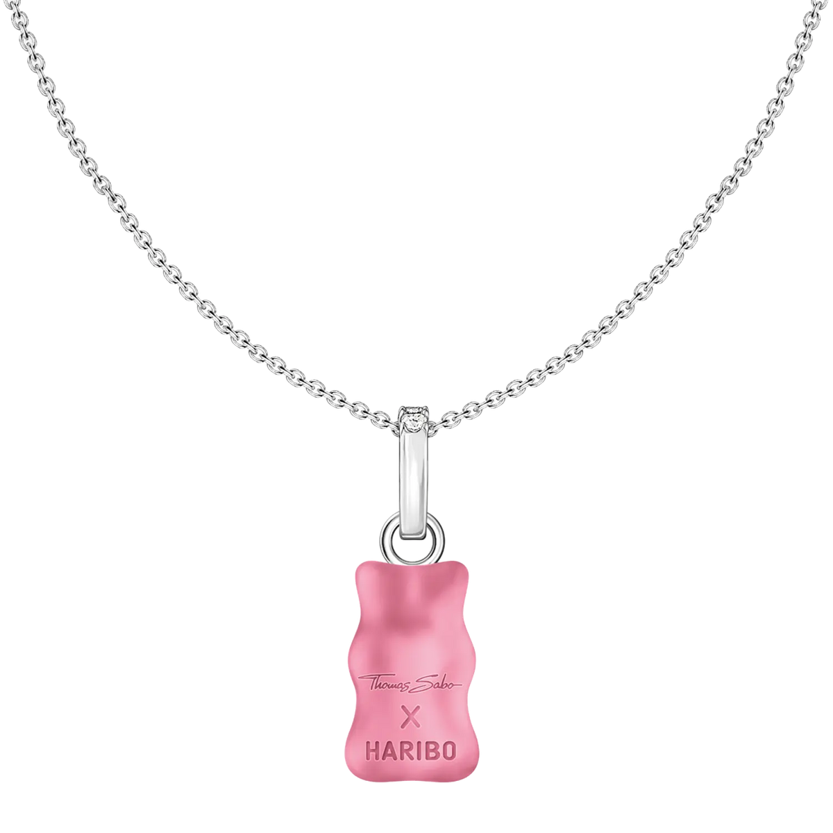 Thomas Sabo Kette mit pinkem Goldbären-Anhänger Silber