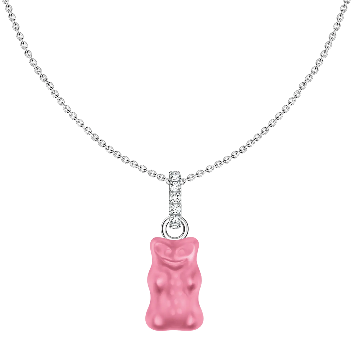 Thomas Sabo Kette mit pinkem Goldbären-Anhänger Silber