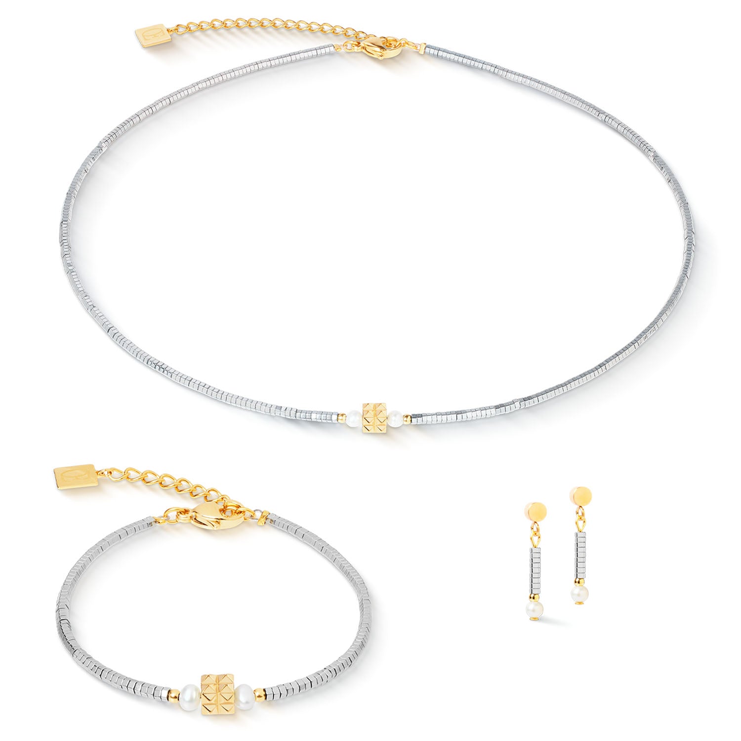 Coeur De Lion Halskette Edge & Grace Silber-Gold