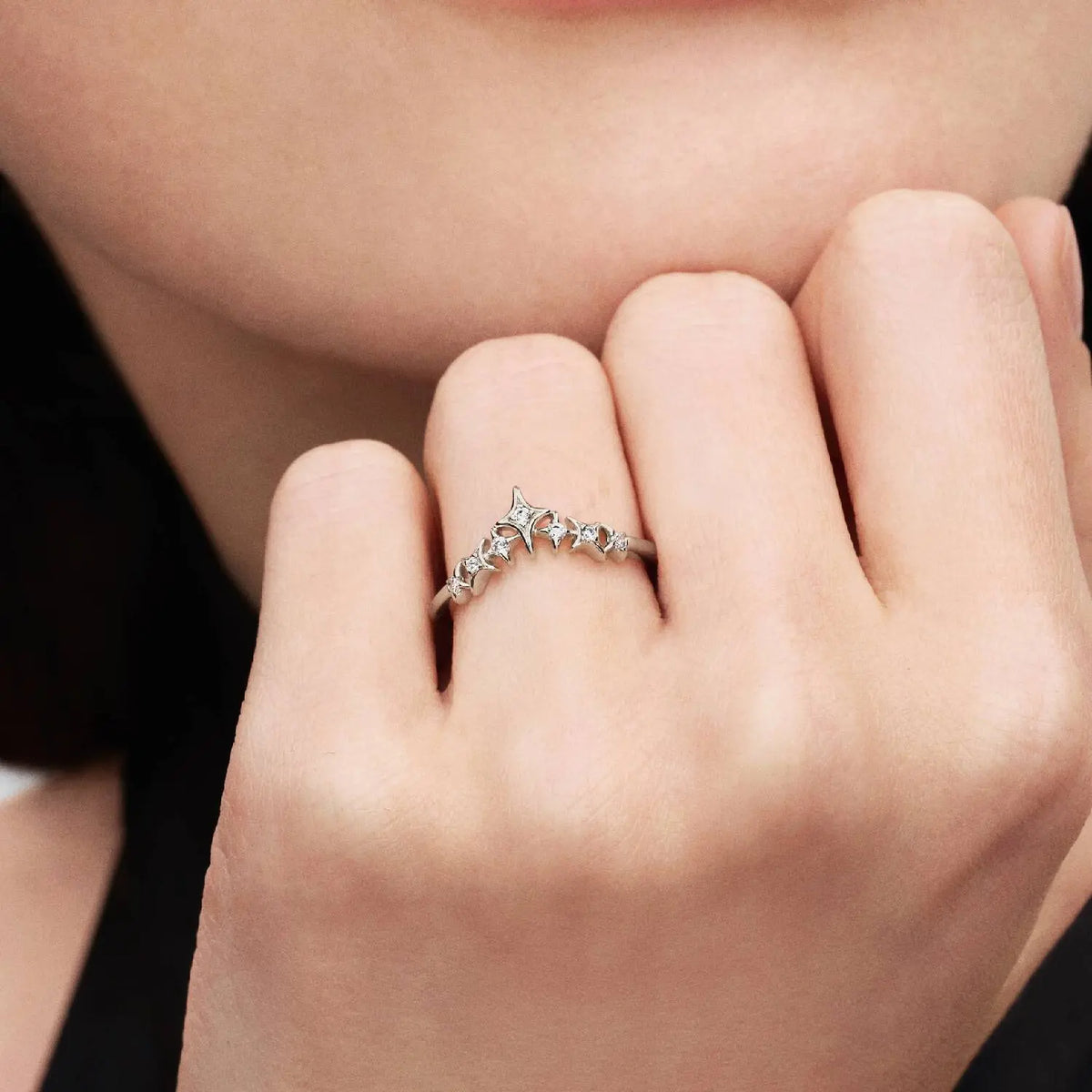 Pandora Tiara Sterne Ring Silberfarben